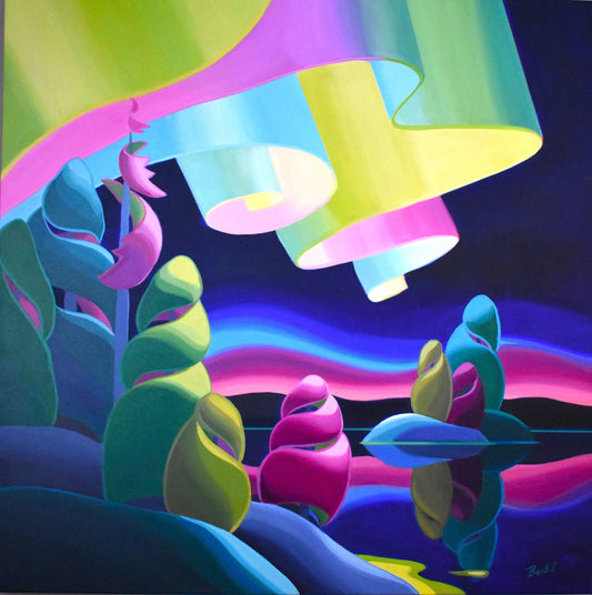 Bärbel Smith Oeuvre original - Peinture 40x40 Night's Crescendo