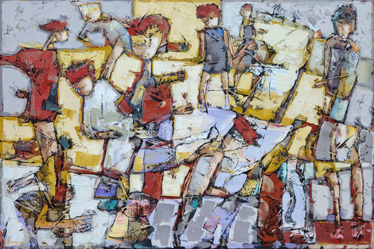 Bauçan Oeuvre original - Peinture 48x72 C'est en offrant une fleur que l'on fait souffler les vents d'amour