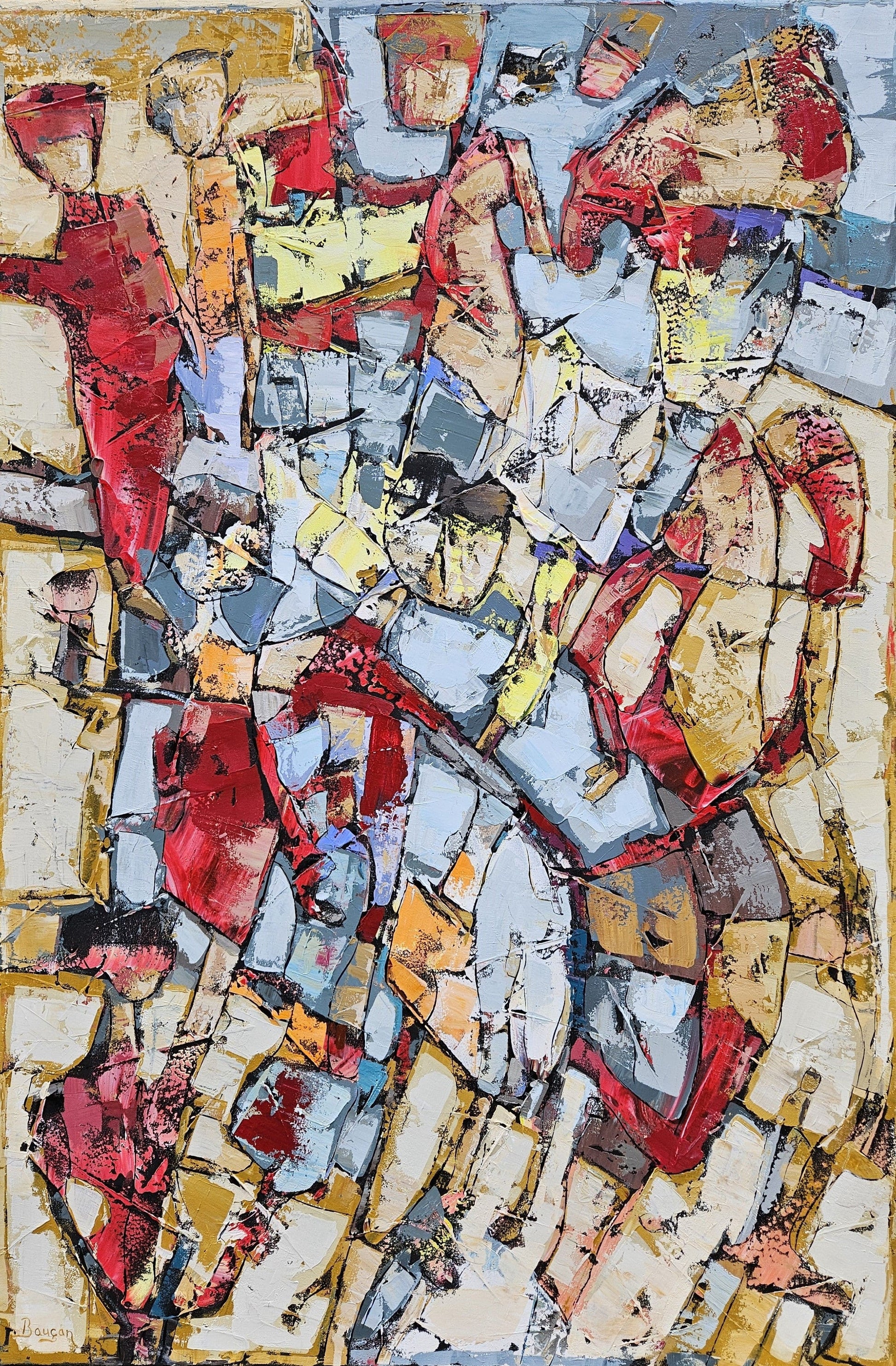 Bauçan Oeuvre original - Peinture 72x48 C'est en robe d'amour qu'on arrive à marcher sur des nuages