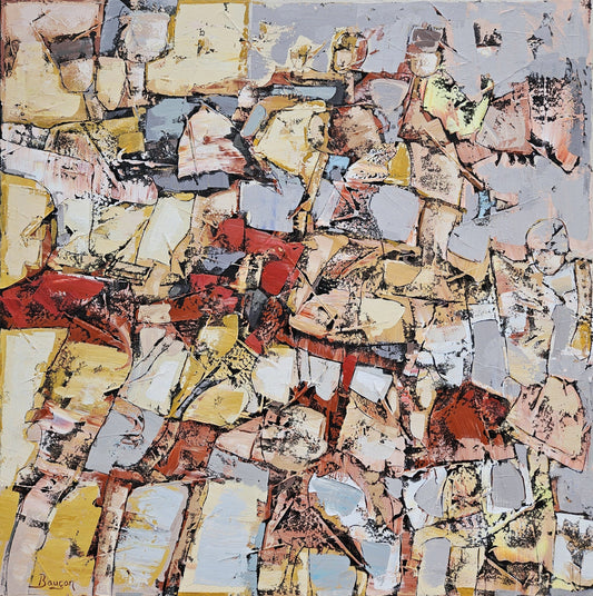 Bauçan Oeuvre original - Peinture 60x60 C'est par la peau des femmes que prend naissance la lumière de la vie