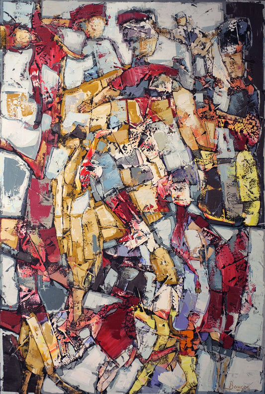 Bauçan Oeuvre original - Peinture 72x48 Entre deux nuits de silence nourrir son coeur de ciel bleu