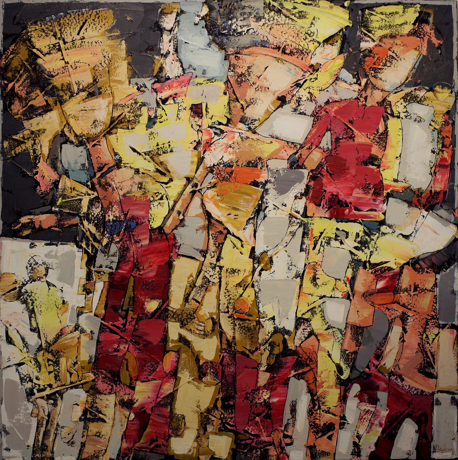 Bauçan Oeuvre original - Peinture Qu8and on a les pieds dans les fleurs c'est plus facile dans les ténèbres de garder la tête en arc-en-ciel