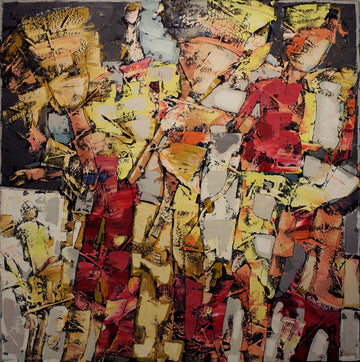 Bauçan Oeuvre original - Peinture Qu8and on a les pieds dans les fleurs c'est plus facile dans les ténèbres de garder la tête en arc-en-ciel