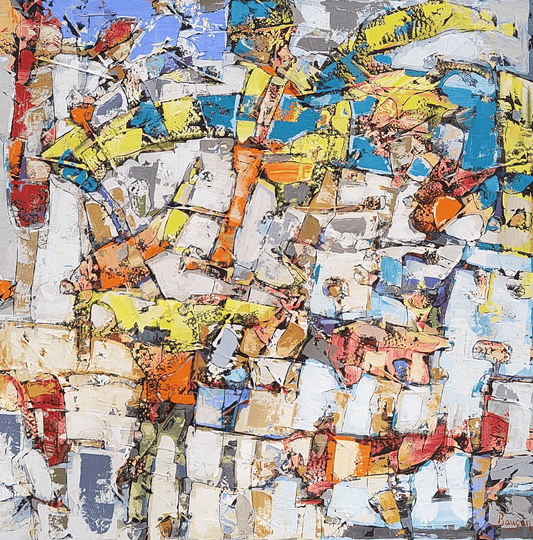 Bauçan Oeuvre original - Peinture 60x60 Quand un ange aux ailes de lumière passe même le cœur des gens de solitude se remplis de rayons de soleil