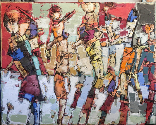 Bauçan Oeuvre original - Peinture 48x60 Quand un ange passe les gens s'élèvent vers un ciel d'amour