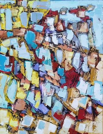 Bauçan Oeuvre original - Peinture 56x44 Trouver l'amour dans une forêt d'humains