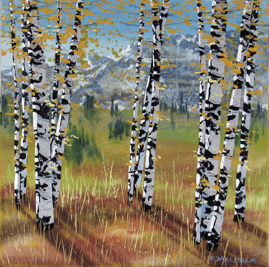 Carole Malcolm Oeuvre original - Peinture 12x12 Treescape 09125