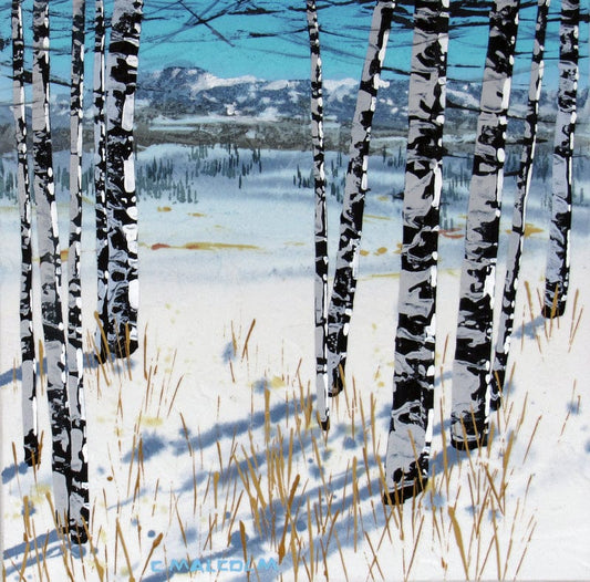 Carole Malcolm Oeuvre original - Peinture 12x12 Treescape 09425