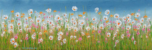 Carole Malcolm Oeuvre original - Peinture 12x36 Wildflowers 01123