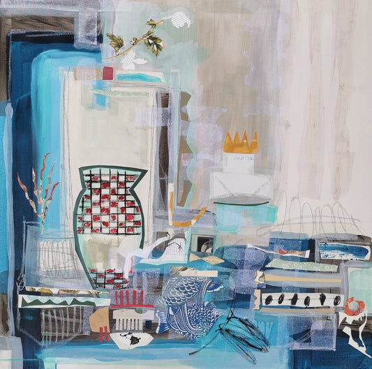 Chantal Poirier Oeuvre original - Techniques mixtes 36x36 Deep Sea