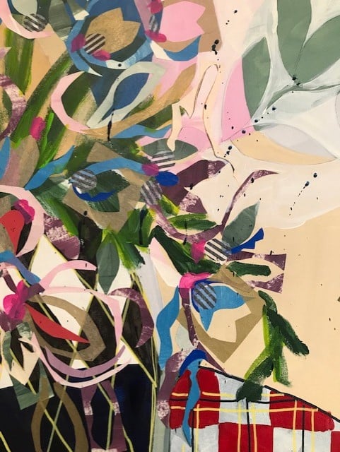Chantal Poirier Oeuvre original - Techniques mixtes 30x60 No 456 - Bouquet de jour, jardin de nuit