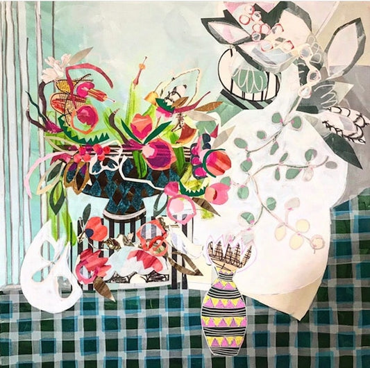 Chantal Poirier Oeuvre original - Techniques mixtes 30x30 Petit bonheur