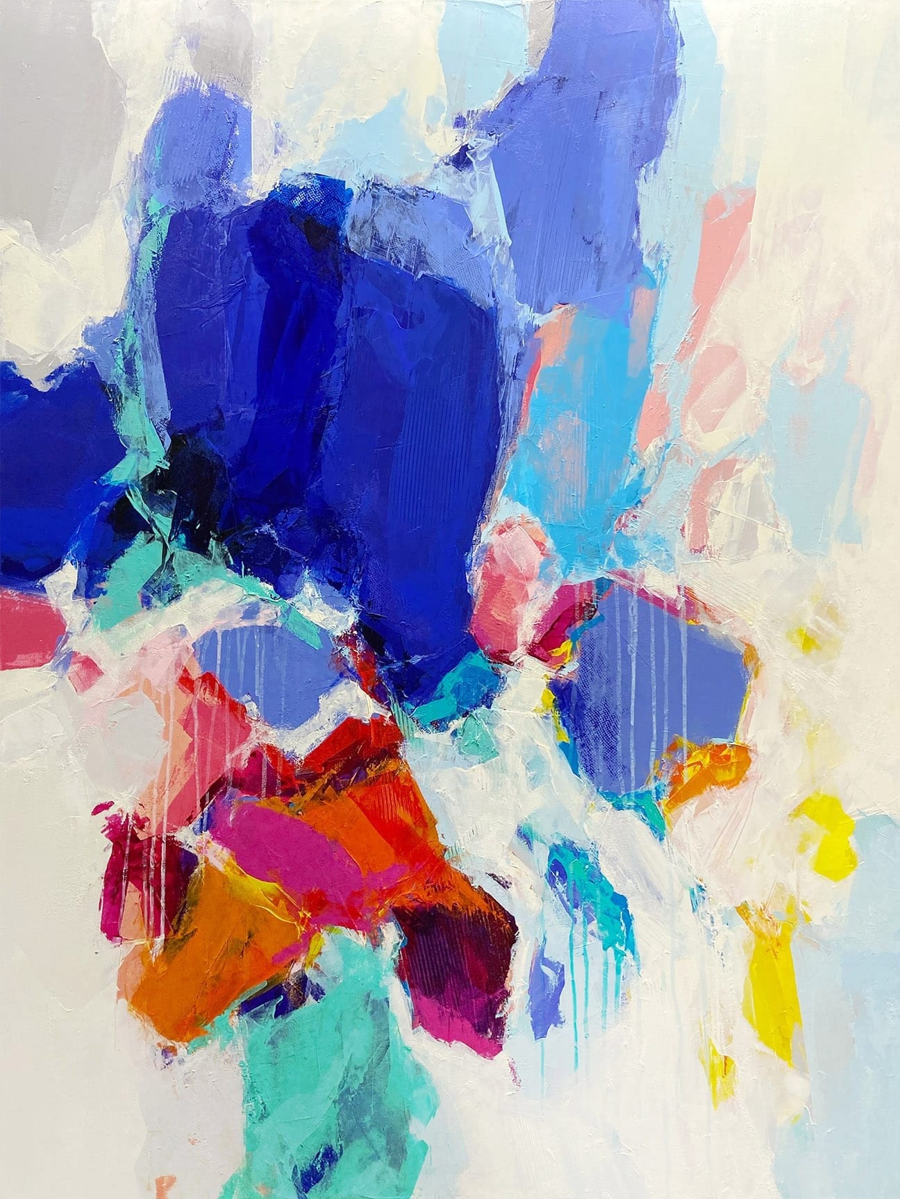 Cobie Cruz Oeuvre original - Peinture 48x36 Sunset At The Blue Cafe #4