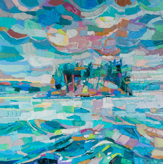 Dana Cowie Oeuvre original - Peinture 40x40 The Source and The Satisfaction