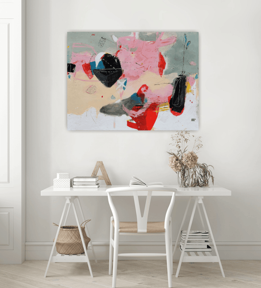 Danielle Lauzon Oeuvre original - Peinture 30x40 La chasse aux papillons