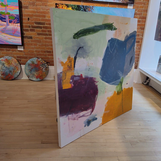 Danielle Lauzon Oeuvre original - Peinture 48x48 Puisque le temps est bon