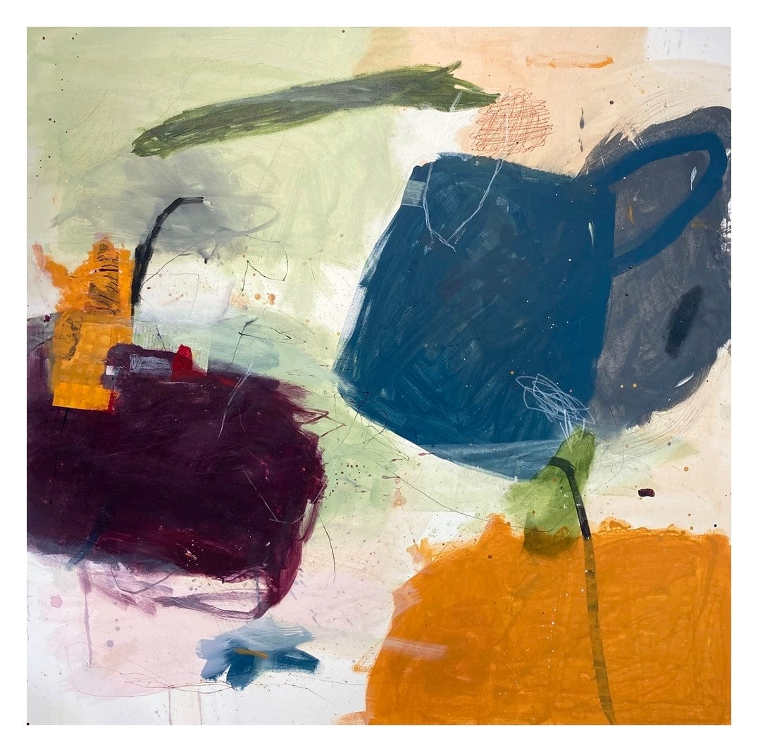 Danielle Lauzon Oeuvre original - Peinture 48x48 Puisque le temps est bon