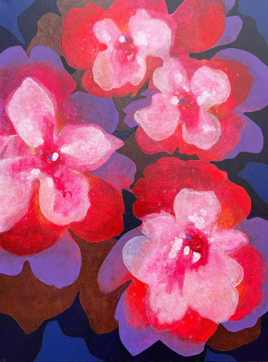 Diane Gosselin Oeuvre original - Peinture 40x30 Fleurs de mon jardin