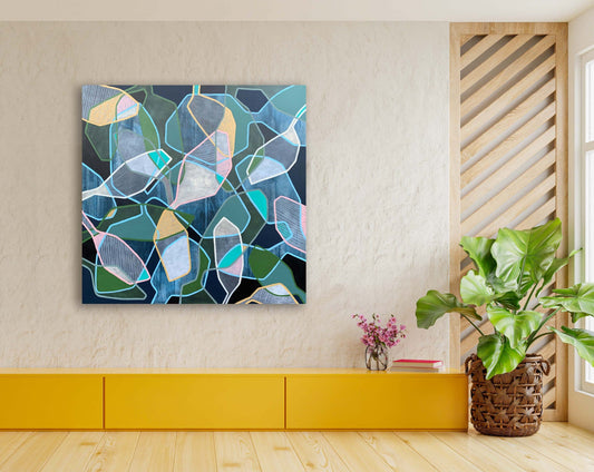 Diane Gosselin Oeuvre original - Peinture 40x40 Le petit jardin