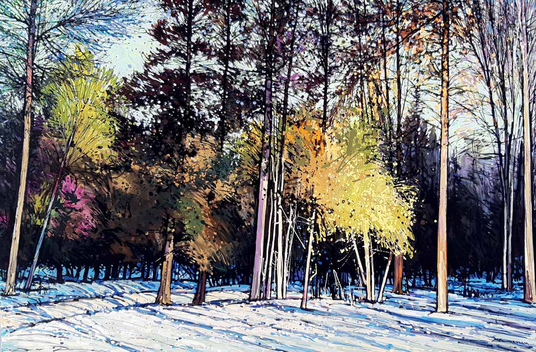 Eduard Gurevich Oeuvre original - Peinture 38x57 Standing By