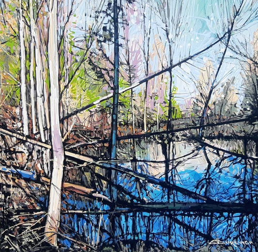 Eduard Gurevich Oeuvre original - Peinture 24x24 Theatre Stage