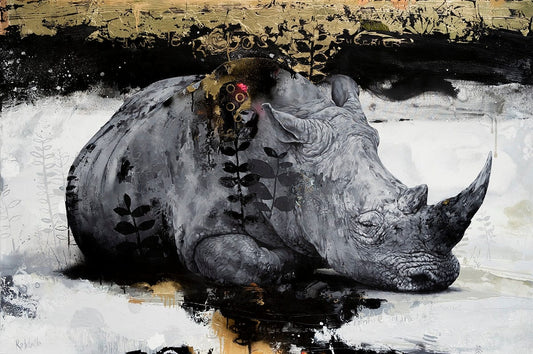 Éric Robitaille Oeuvre original - Peinture 42x63 Dans le repos du guerrier