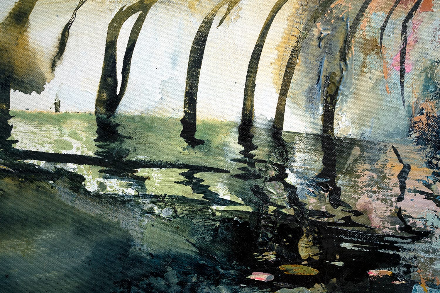 Éric Robitaille Oeuvre original - Peinture 36x48 Ruisseau labyrinthe