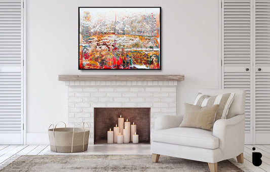 Isabelle Beaubien Oeuvre original - Peinture 36x48 Fire In The Snow