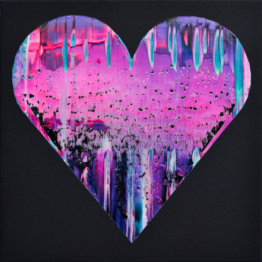 Isabelle Beaubien Oeuvre original - Peinture 12x12 Purple and Indigo Heart