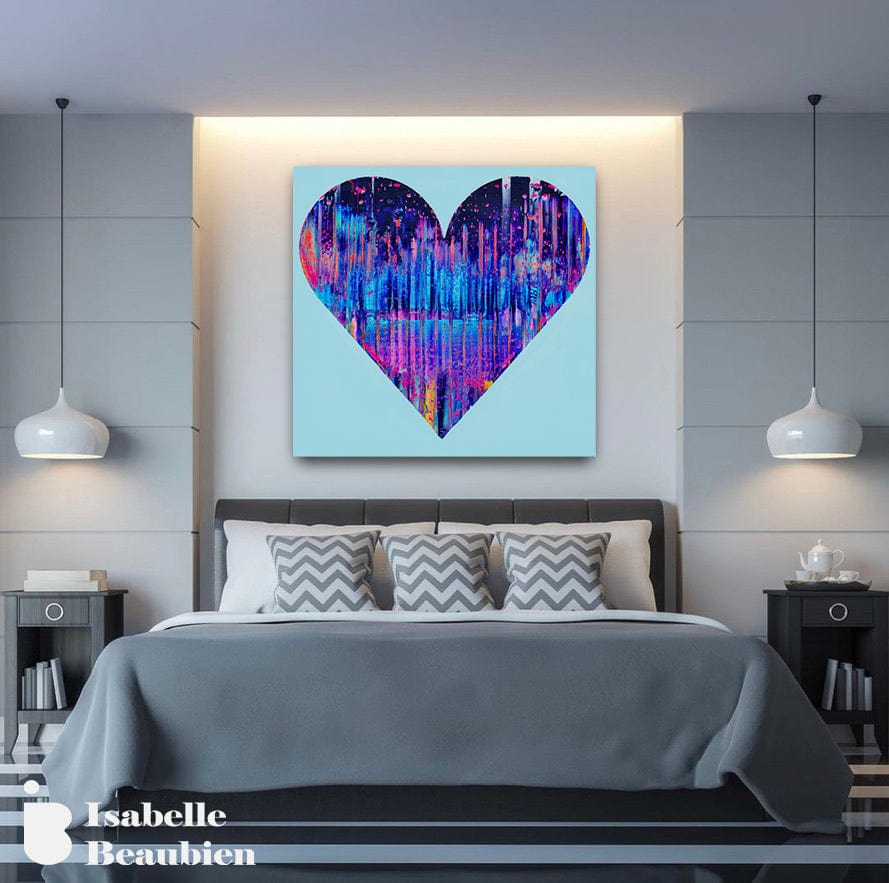 Isabelle Beaubien Oeuvre original - Peinture 42x42 Teal my heart