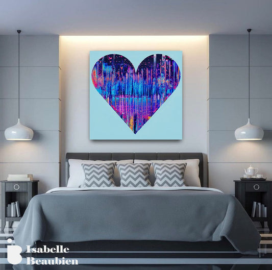 Isabelle Beaubien Oeuvre original - Peinture 42x42 Teal my heart