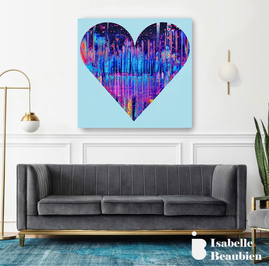 Isabelle Beaubien Oeuvre original - Peinture 42x42 Teal my heart