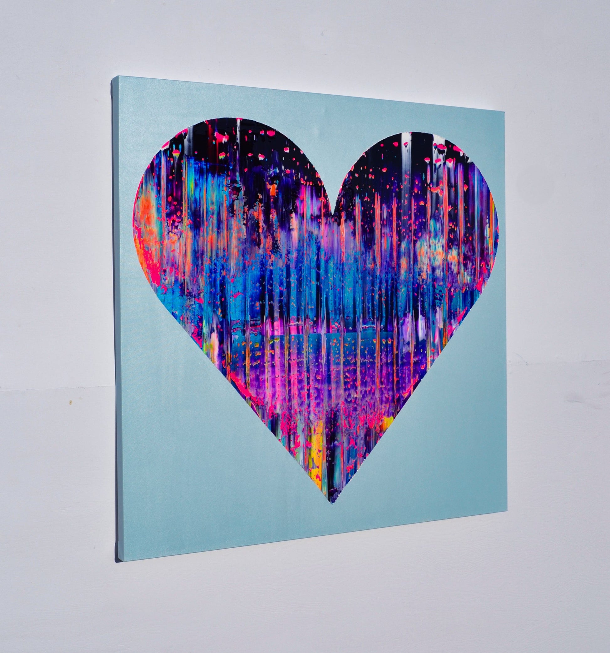 Isabelle Beaubien Oeuvre original - Peinture 42x42 Teal my heart