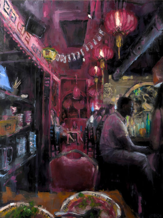 Jeremy Price Oeuvre original - Peinture 40x30 Sunday Night Table (Satay Brothers)