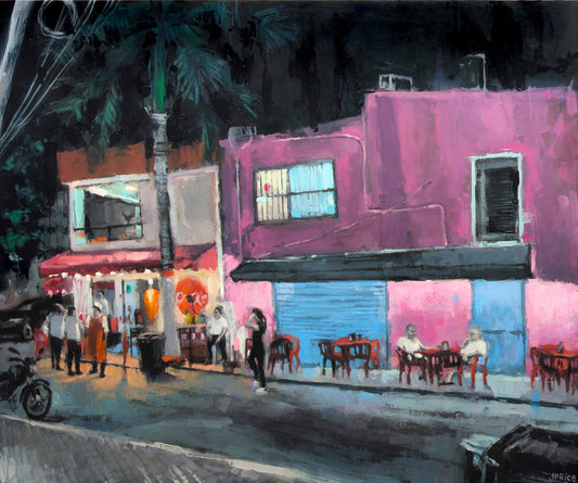 Jeremy Price Oeuvre original - Peinture 30x36 Taqueria Bonampak