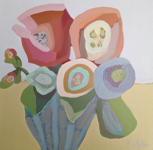 Luce Sanacore Oeuvre original - Peinture 12x12 Le vase rayé