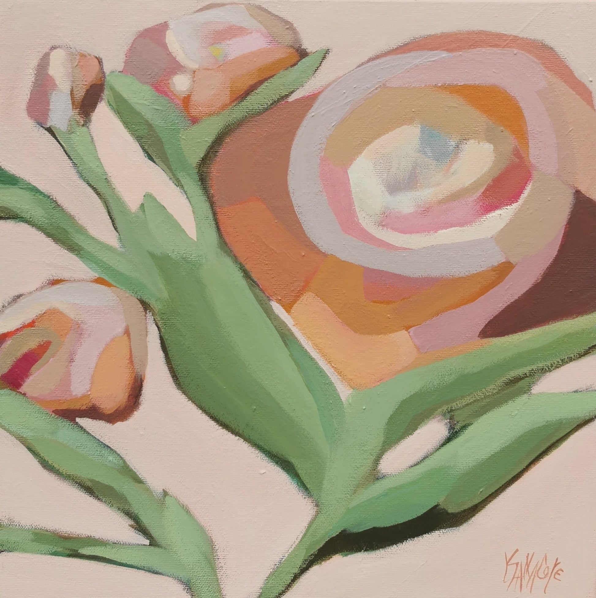 Luce Sanacore Oeuvre original - Peinture 12x12 Pretty In Pink