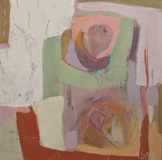 Luce Sanacore Oeuvre original - Peinture 12x12 Rose Rococo