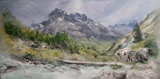 Manon Marchand Oeuvre original - Peinture 30x60 Le pont en soi