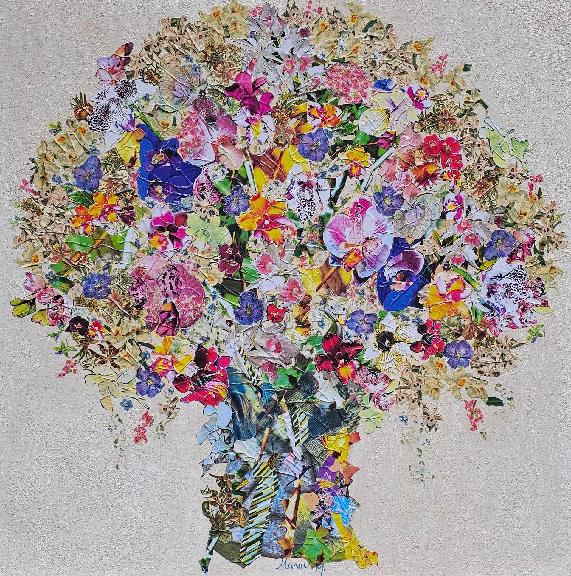Manuela Moldovan Oeuvre original - Techniques mixtes 36x36 Orchid Garden in 2025