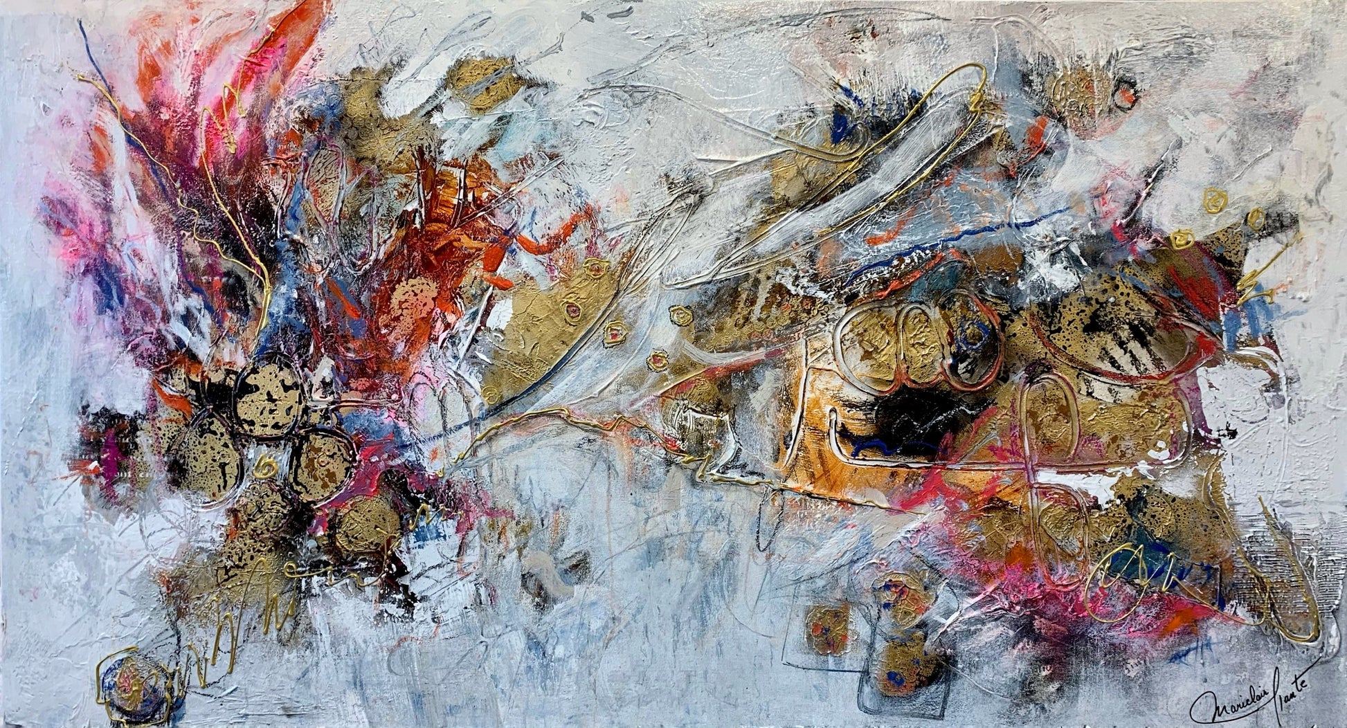 Mariclair Plante Oeuvre original - Peinture 28x52 Fête foraine
