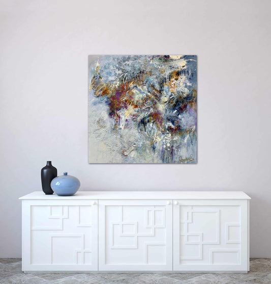 Mariclair Plante Oeuvre original - Peinture 40x40 Si forte et si tendre