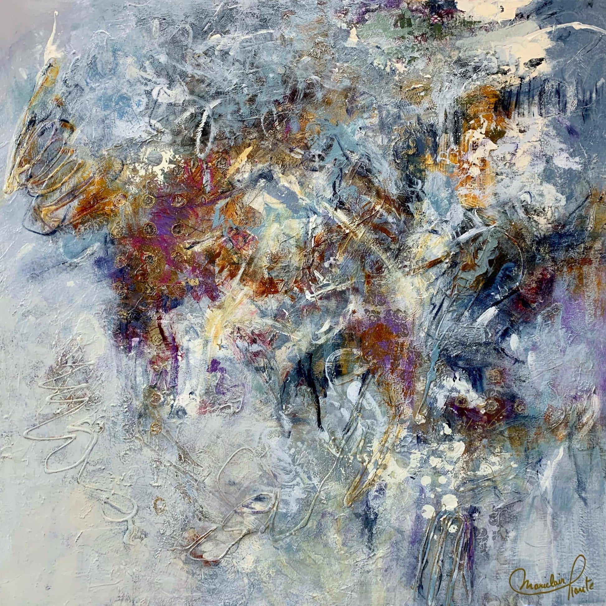 Mariclair Plante Oeuvre original - Peinture 40x40 Si forte et si tendre