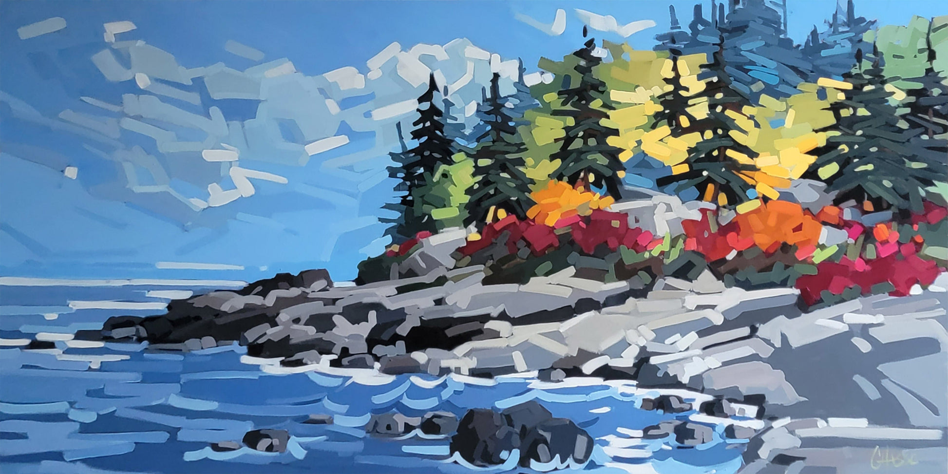 Martine Chassé Oeuvre original - Peinture Black Brook Cove Beach NS 1-A30