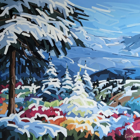 Martine Chassé Oeuvre original - Peinture 40x40 Pause Hivernale 6