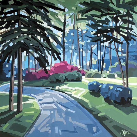 Martine Chassé Oeuvre original - Peinture 40x40 Randonnée matinale 2