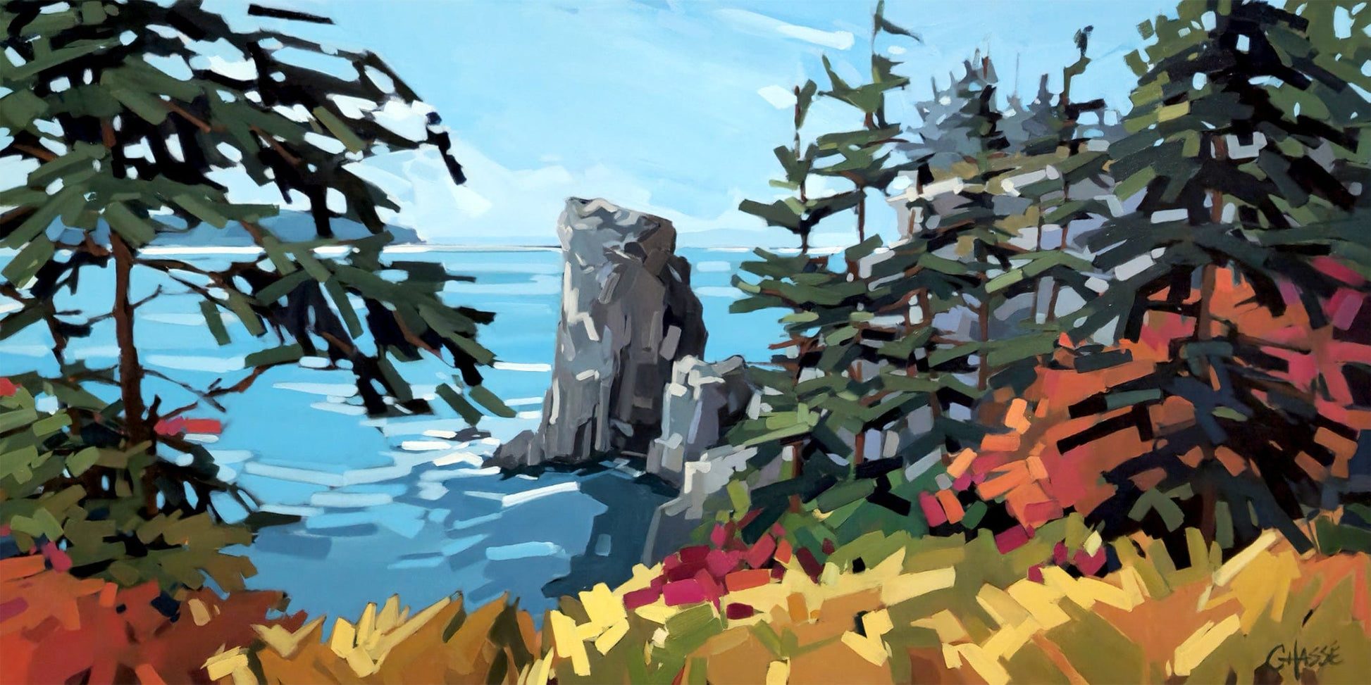 Martine Chassé Oeuvre original - Peinture 30x60 Skerwink Trail, Terre-Neuve