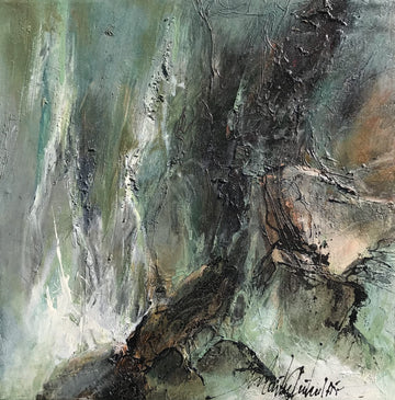 Martine Cloutier Oeuvre original - Peinture 14x14 La chute au coeur