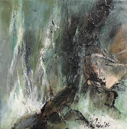 Martine Cloutier Oeuvre original - Peinture 14x14 La chute au coeur