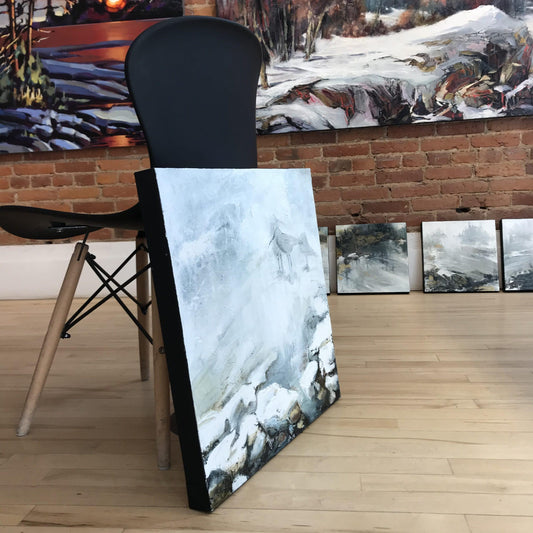 Martine Cloutier Oeuvre original - Peinture 20x20 Les bécasses